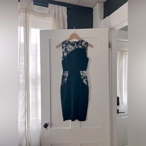 Vera Wang Collection Floral Little Black Dress Cocktail Sheath Dress Size 0